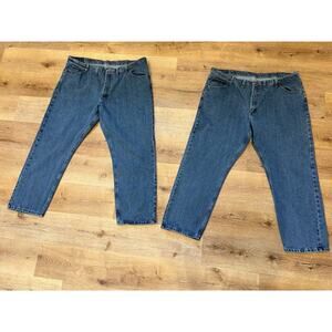 Lot 2 Wrangler Premium Quality Relaxed Fit Jeans Mens 44 x 30 Blue Denim 97601VR